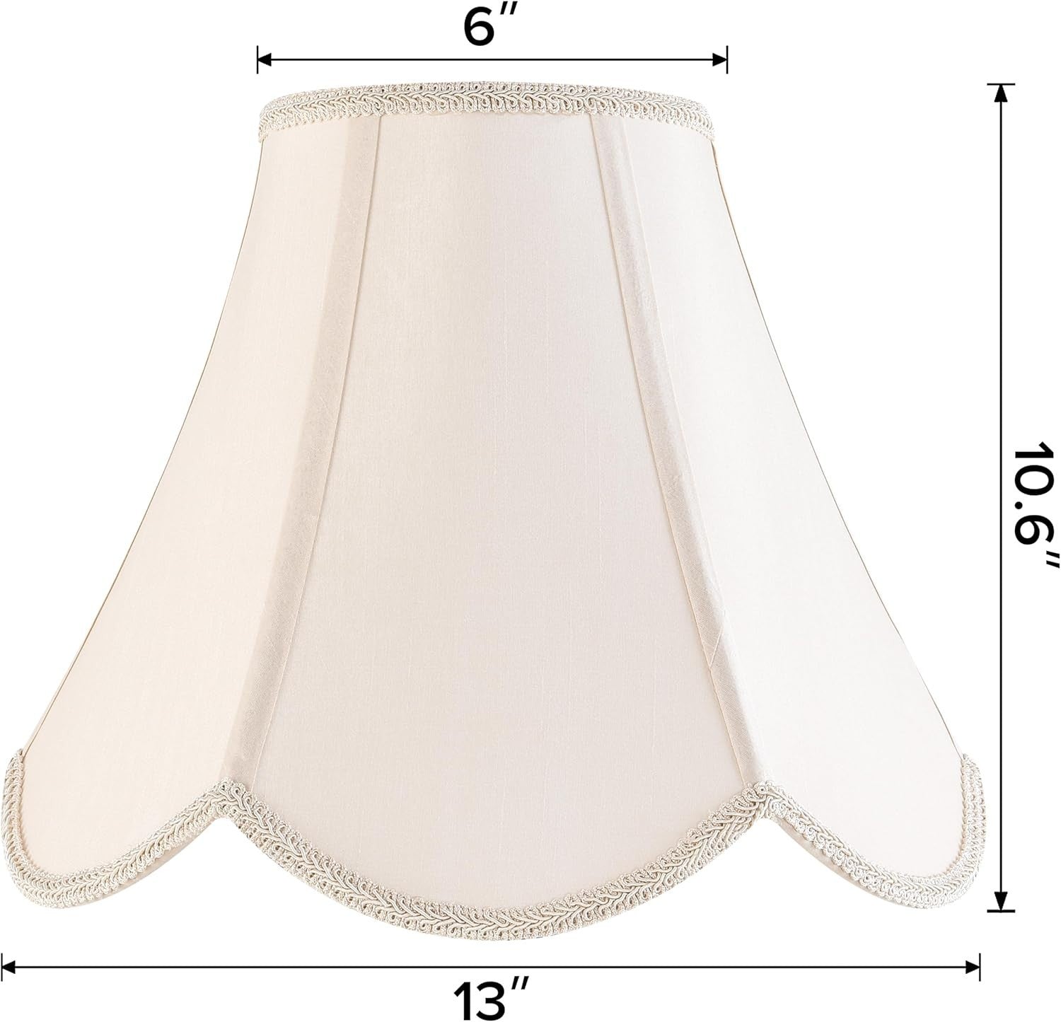 Set of 2 Bell Lamp Shades Faux Silk Beige Scalloped Table Floor Light Shades