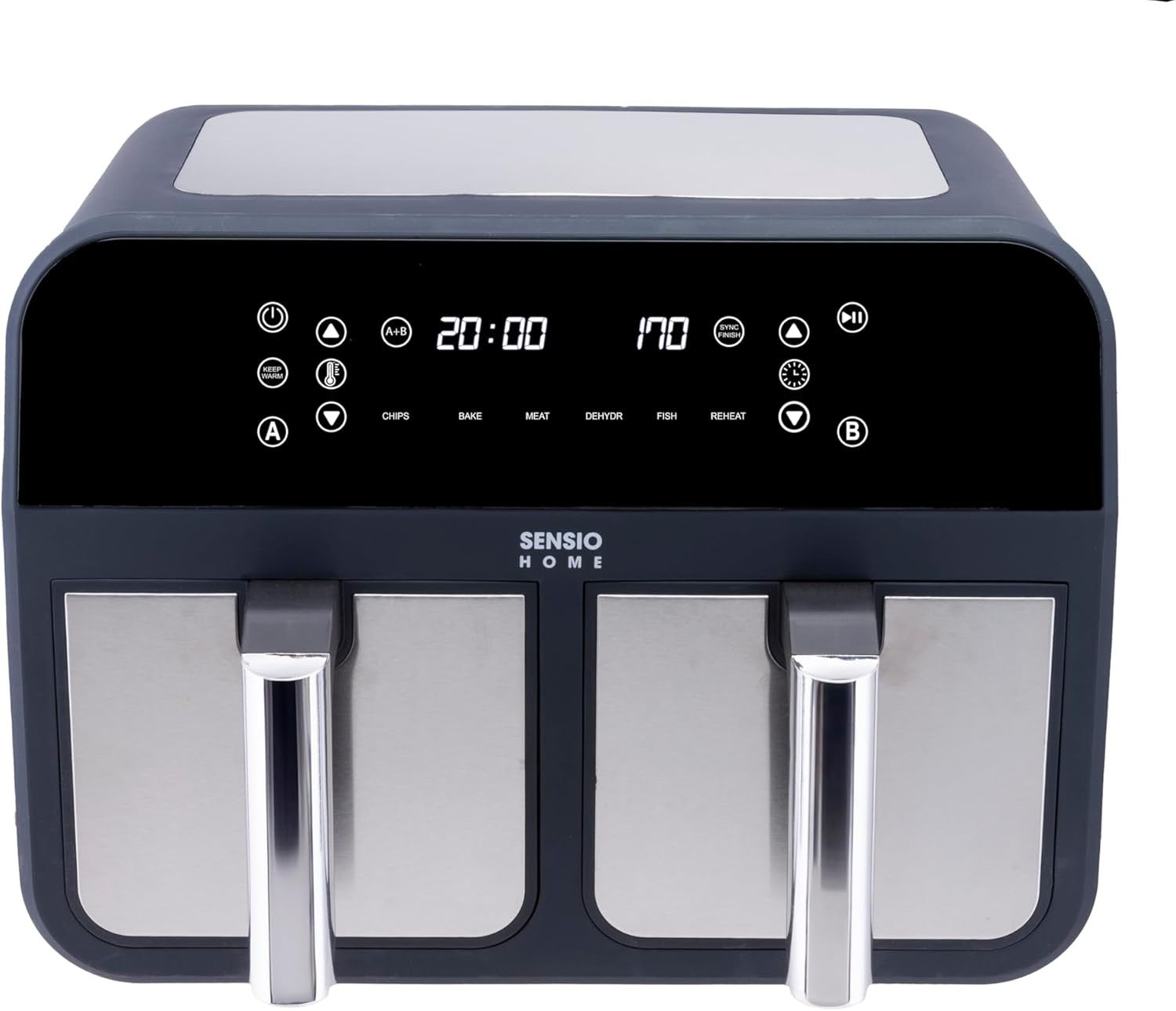 Dual Basket Air Fryer 8L 2400W Oil Free Digital Sync Finish Family Size