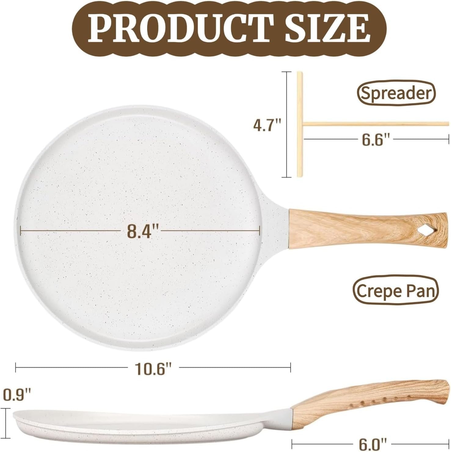 10in Non Stick Dosa Crepe Pan with Spreader Ceramic Pancake Tortilla