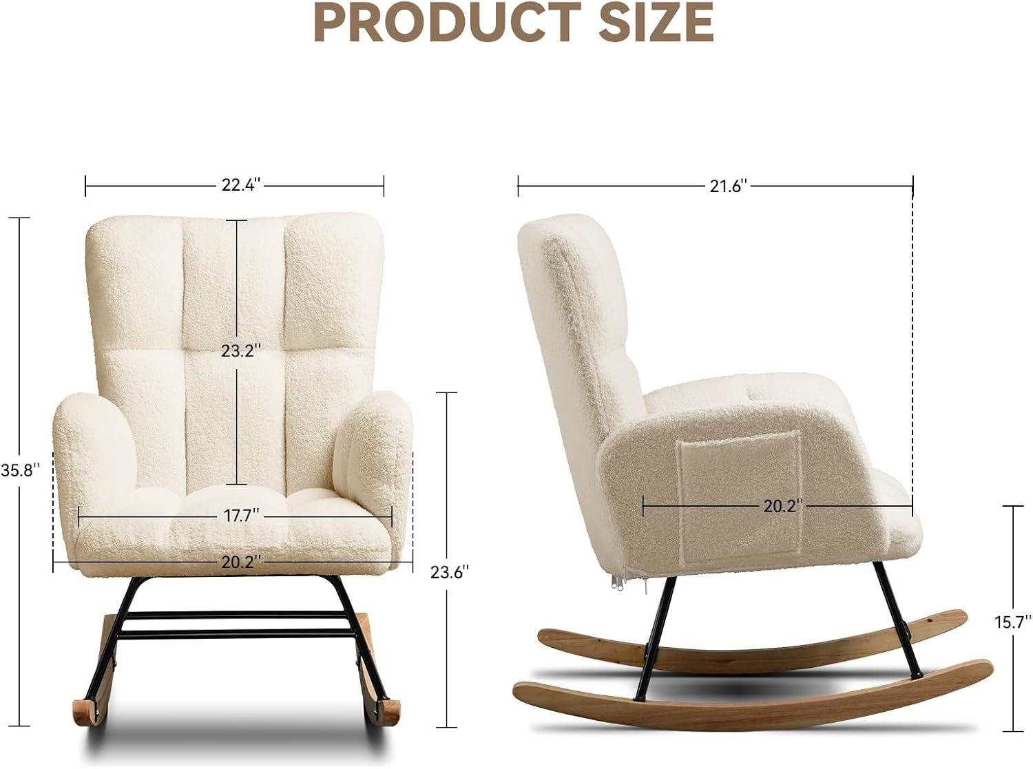 Comfy Teddy Rocking Chair High Back Armchair – Soft Lounge Seat for Nursery