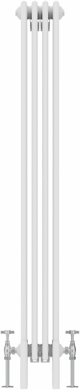 White Quadruple Column Vertical Radiator 1500x200mm Bathroom Kitchen