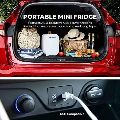 6L Mini Fridge Cooler USB & AC Portable for Bedroom Car Office White