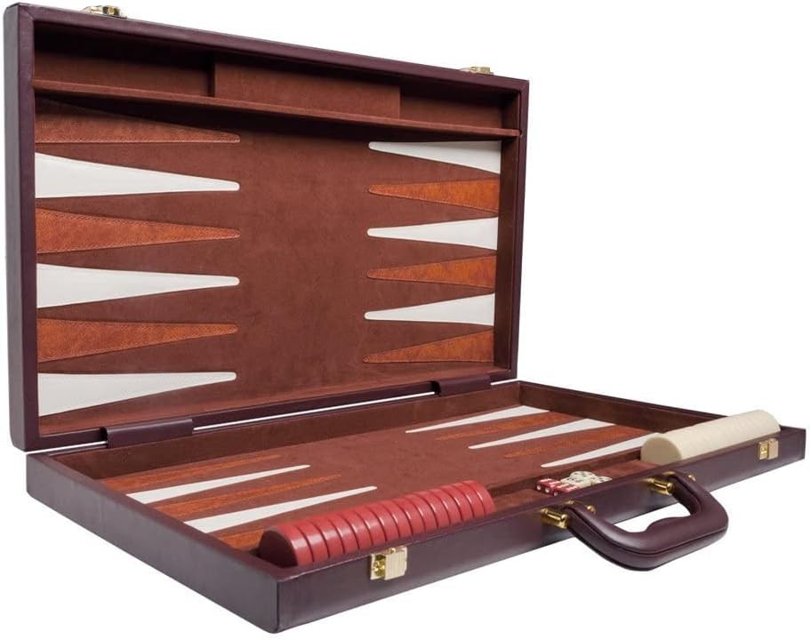 Tournament Backgammon Set 50cm Leatherette Folding Board Luxury Strategy Game