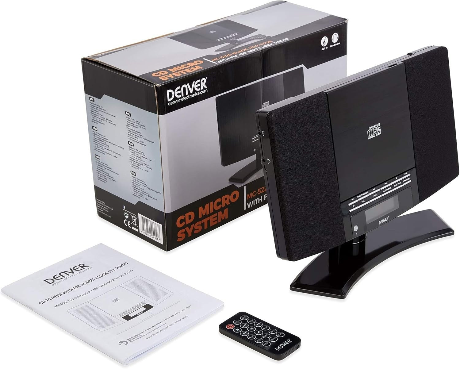 Wall Mountable CD Player with FM Radio, Alarm Clock & Remote – Compact Stereo
