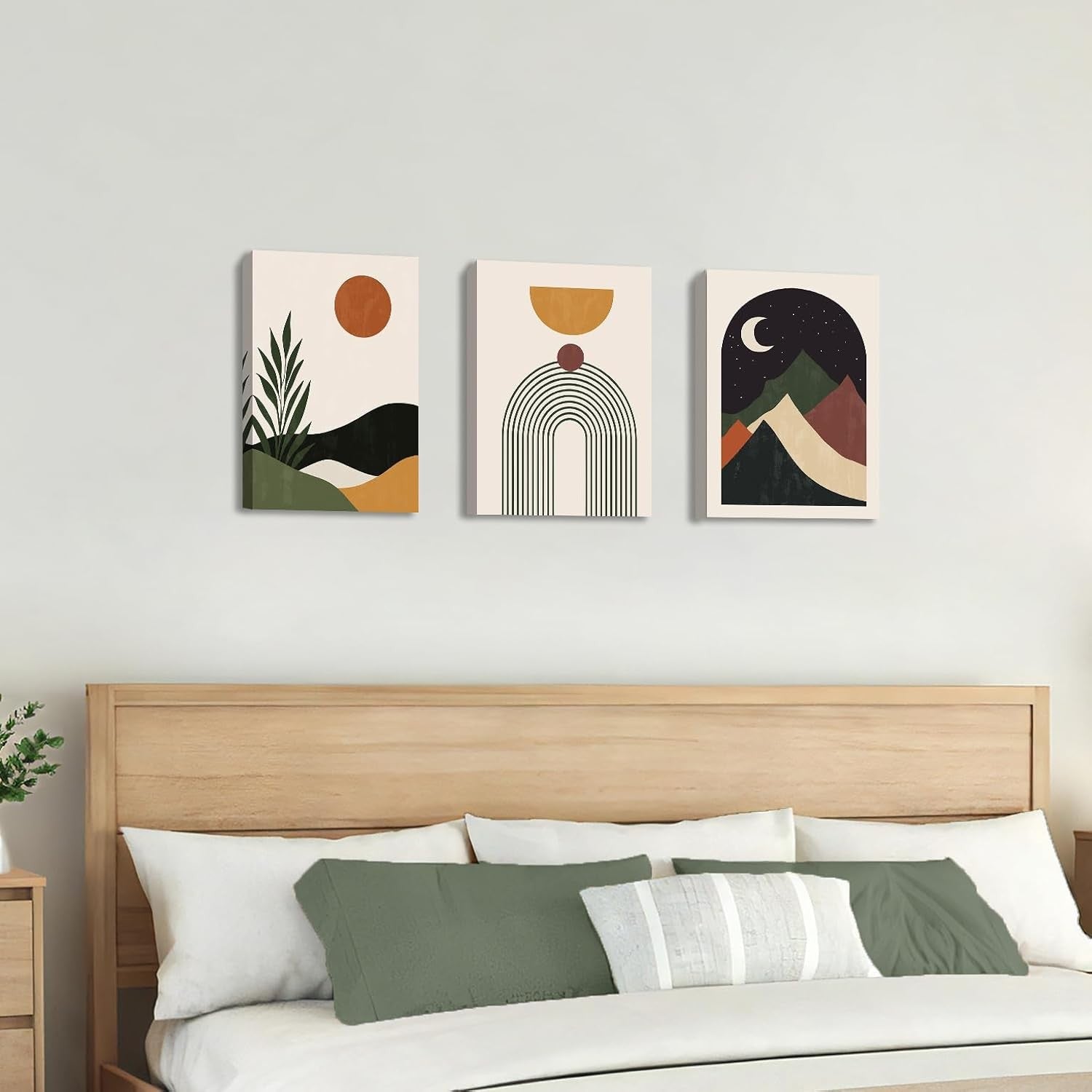 Boho Abstract Wall Art Set of 3 Framed Canvas 50x70cm