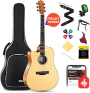 Left Handed 41" Acoustic Guitar Full Size Cutaway Beginner Kit