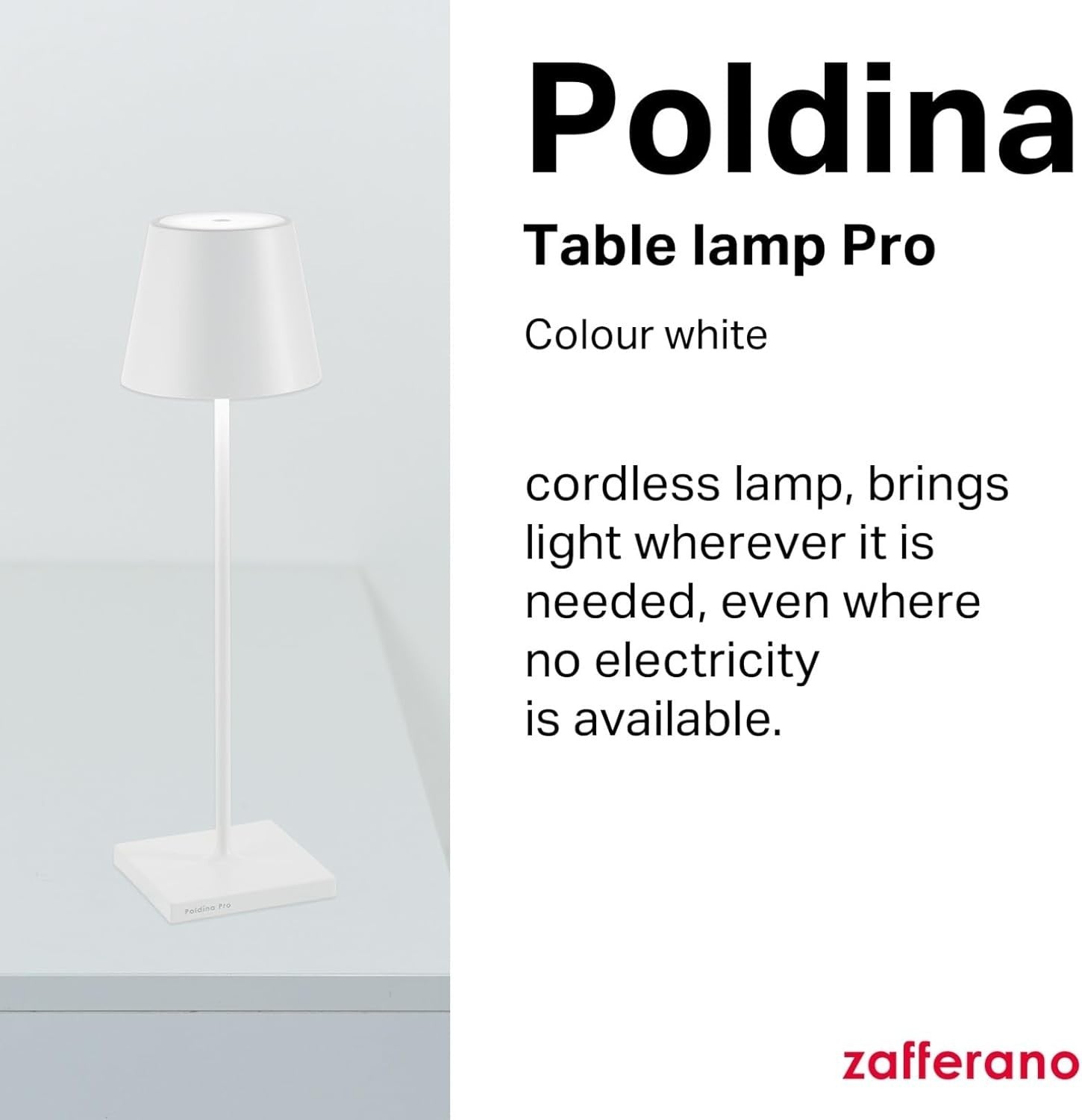 Cordless Rechargeable Table Lamp with Touch Dimmer, Indoor & Outdoor, 38cm