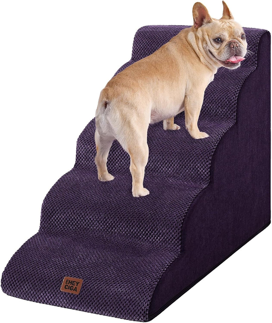 5 Step Dog Stairs for High Bed Non Slip Pet Steps Purple