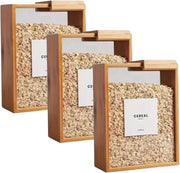 3PCS 3L Airtight Cereal Storage Containers Wooden Lid