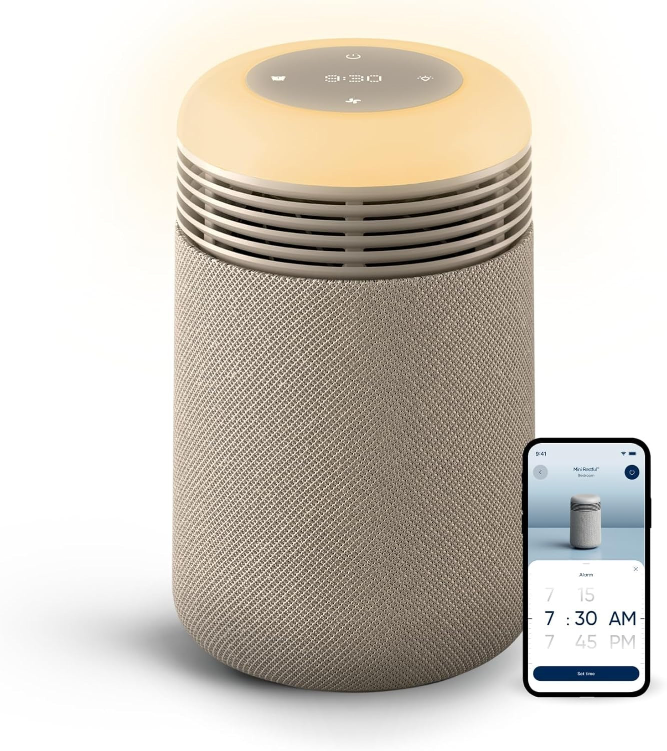 Bedroom Air Purifier Sunrise Wake Light HEPA Quiet Sleep Clock USB