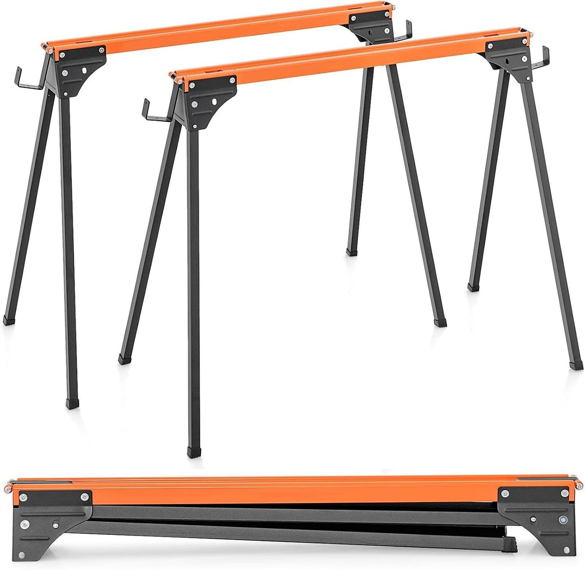 1000kg Folding Saw Horses Pair Heavy Duty Metal Trestles 2x4 Support Arms