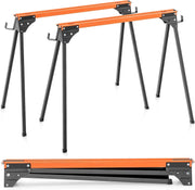 1000kg Folding Saw Horses Pair Heavy Duty Metal Trestles 2x4 Support Arms