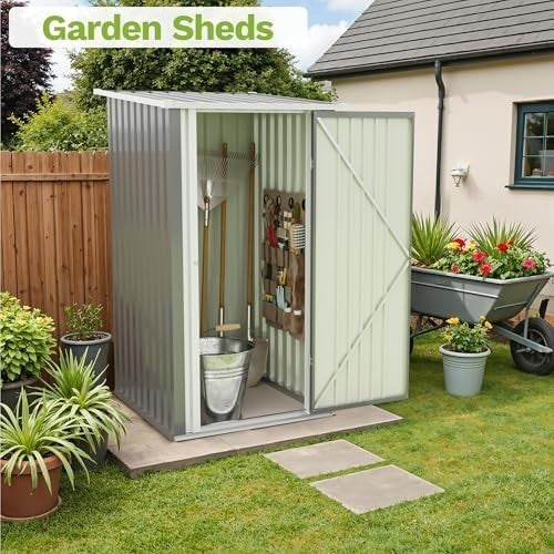 Metal Garden Storage Shed 3x3ft Waterproof Outdoor Tool Shed with Lockable Door