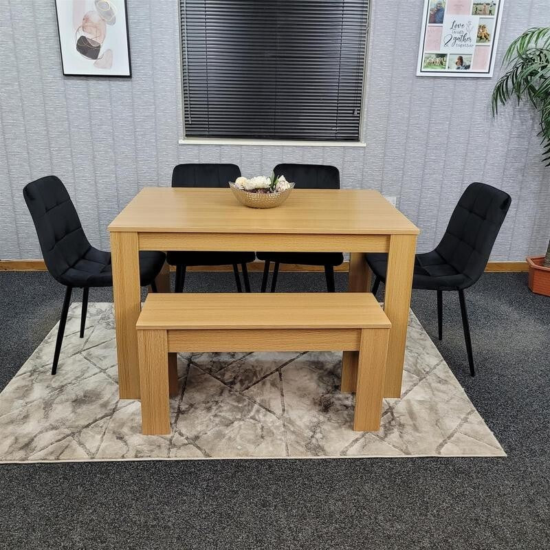 6 Seater Dining Table Set with Bench & 4 Chairs for Kitchen or Home