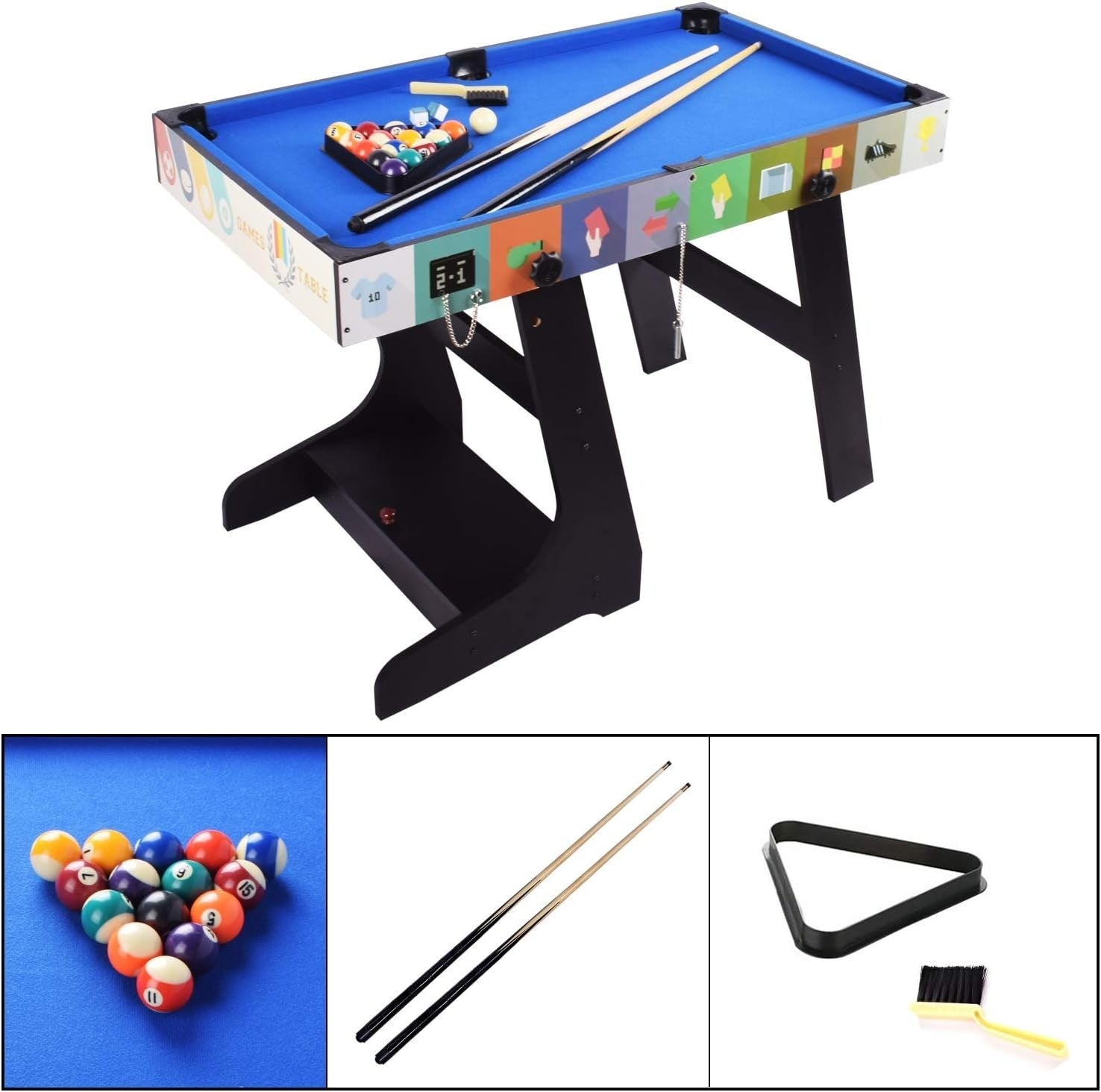 4ft Folding Multi Game Table Pool Foosball Hockey Tennis Set