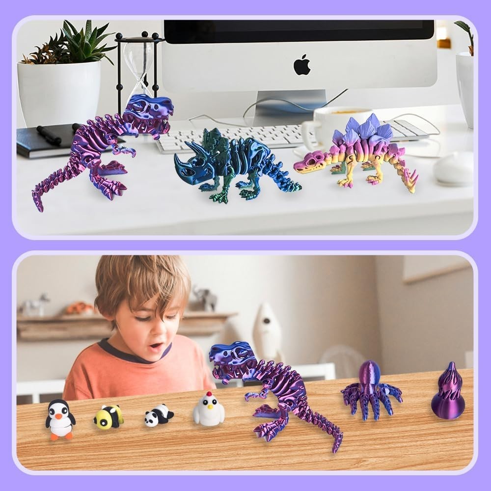 10PCS 3D Printed Fidget Toys Animals Dinosaurs Spiral Cone Stress Relief