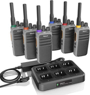 PMR446 Walkie Talkies 6 Pack Rechargeable VOX 32 Channel 6-Way Charger