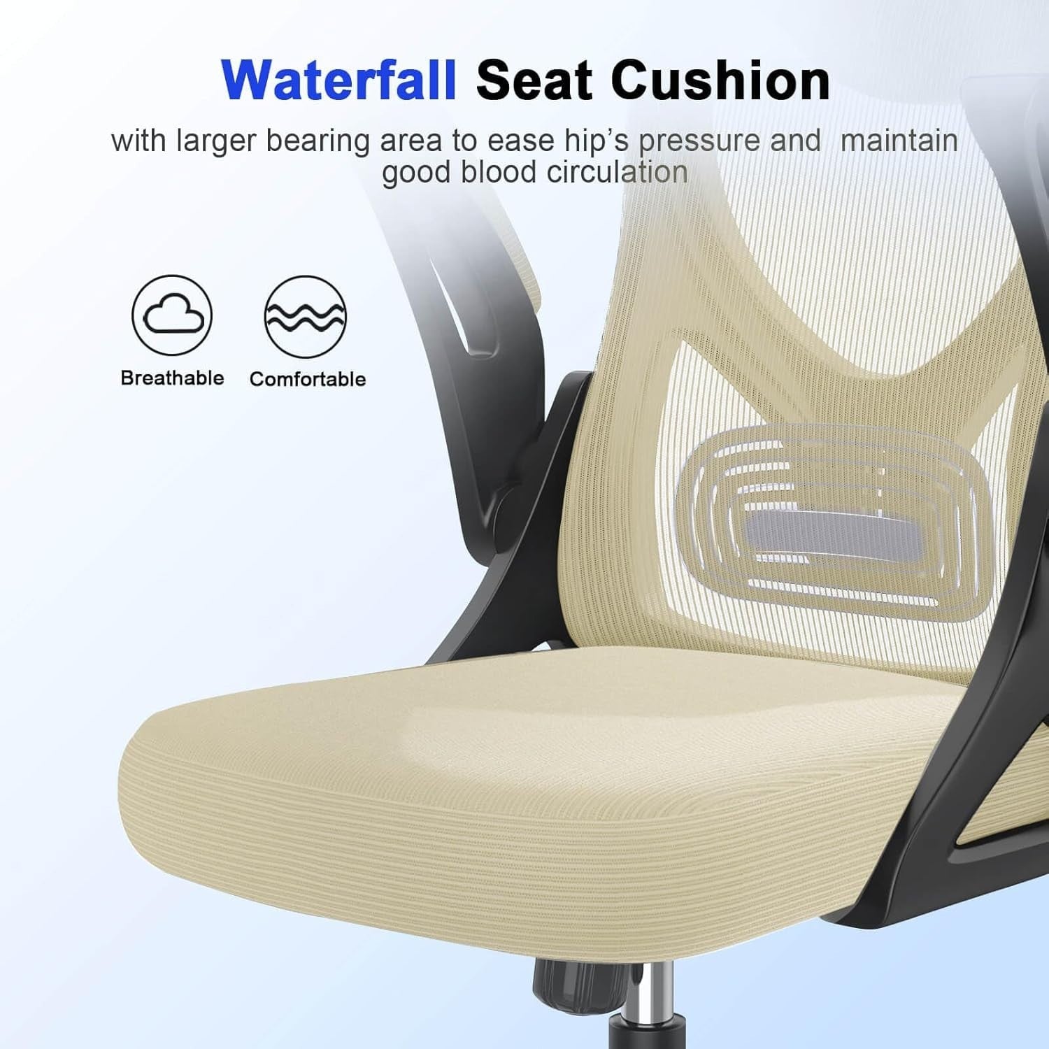 Ergonomic Mesh Office Chair High Back Adjustable Lumbar Support Flip-Up Arms