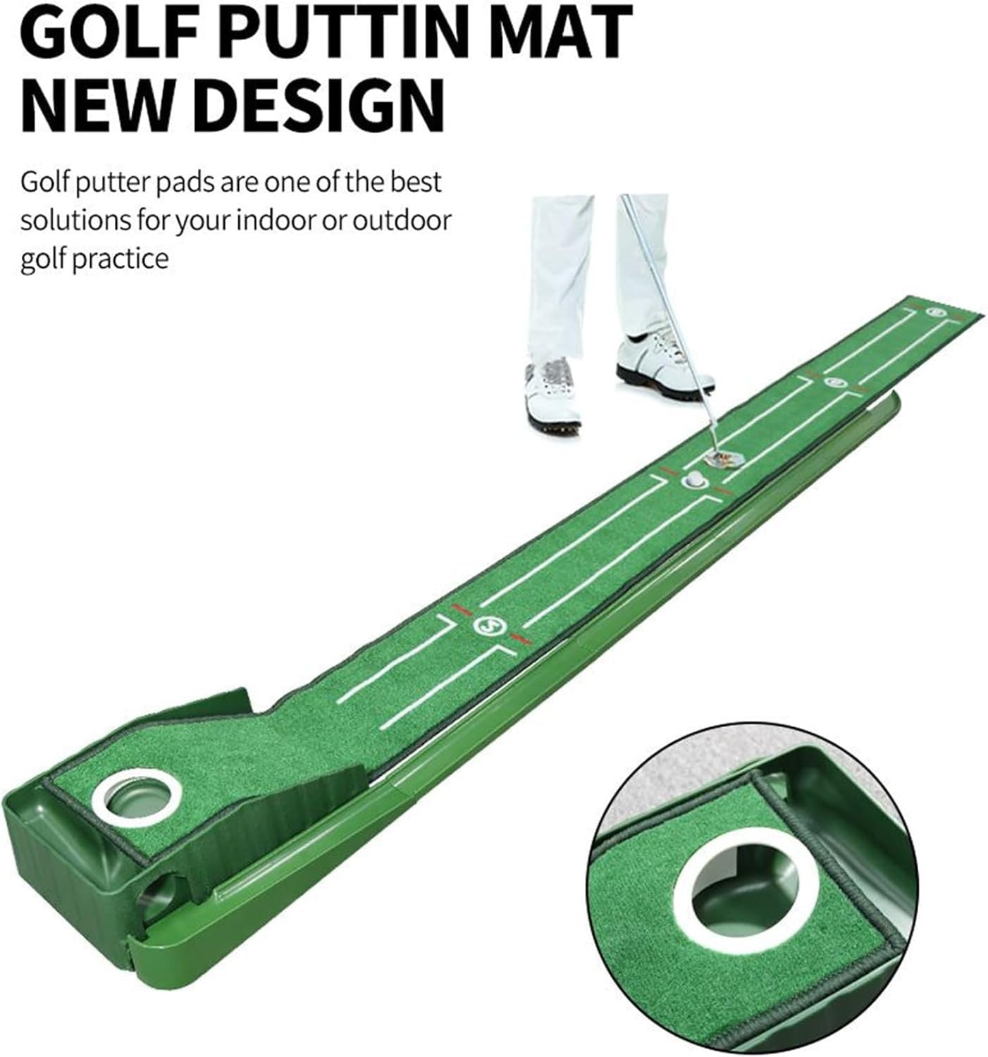 Golf Putting Mat Indoor Auto Ball Return Training Aid Home Office