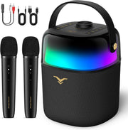 60W Karaoke Machine 2 Wireless Mics Bluetooth PA Speaker
