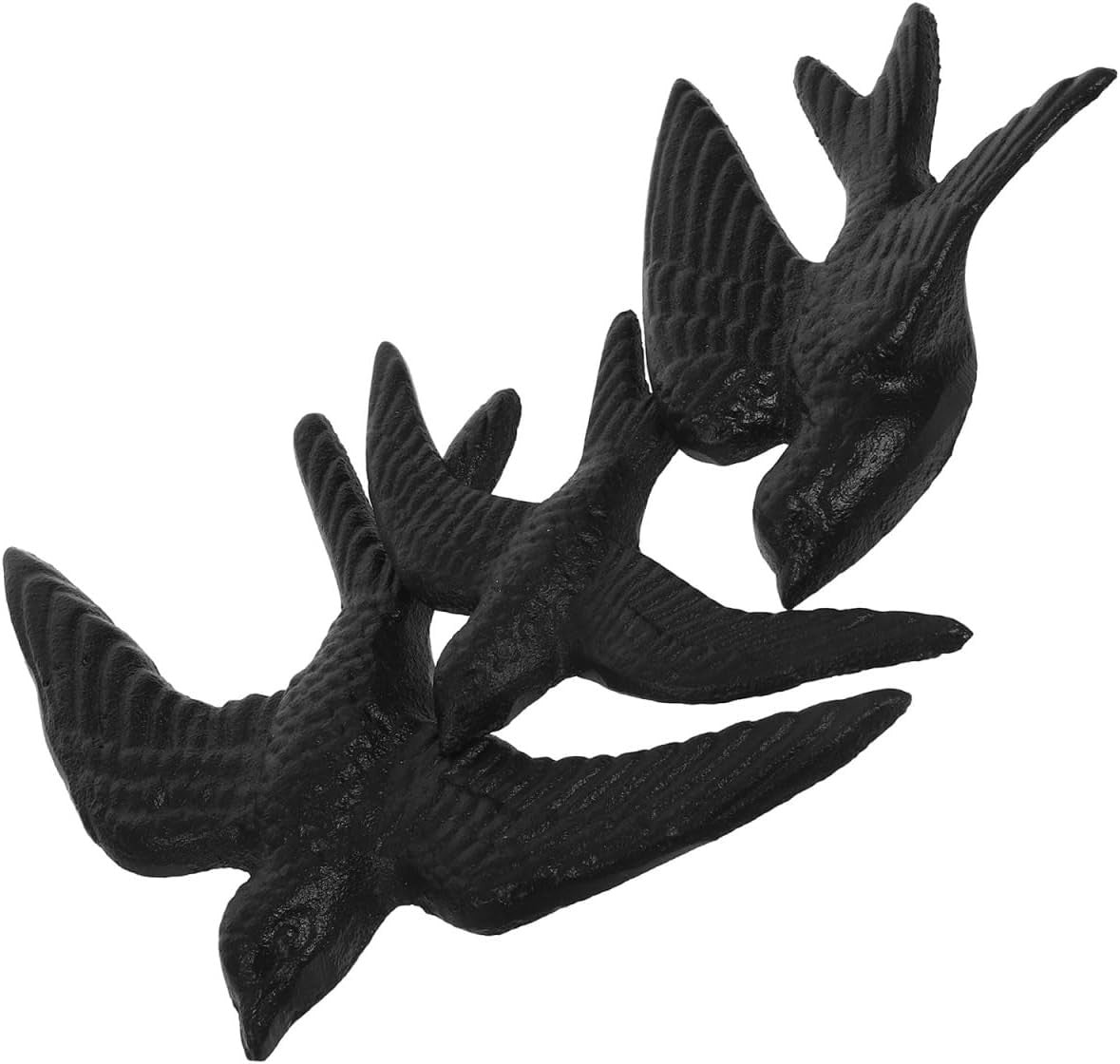 3Pc Cast Iron Bird Wall Art Swallow Sculpture Outdoor Indoor Decor