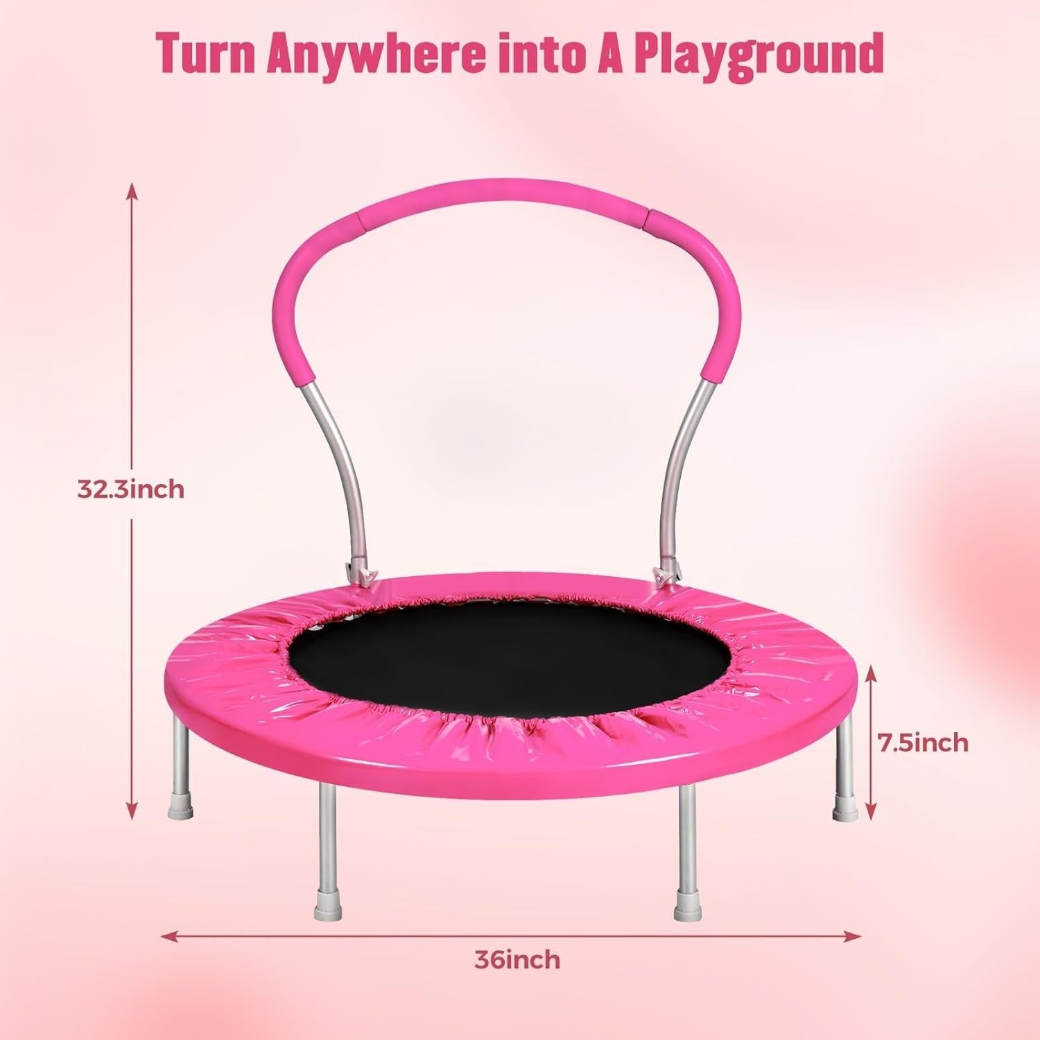 36in Kids Trampoline with Handle Indoor Outdoor Mini Rebounder 150lb