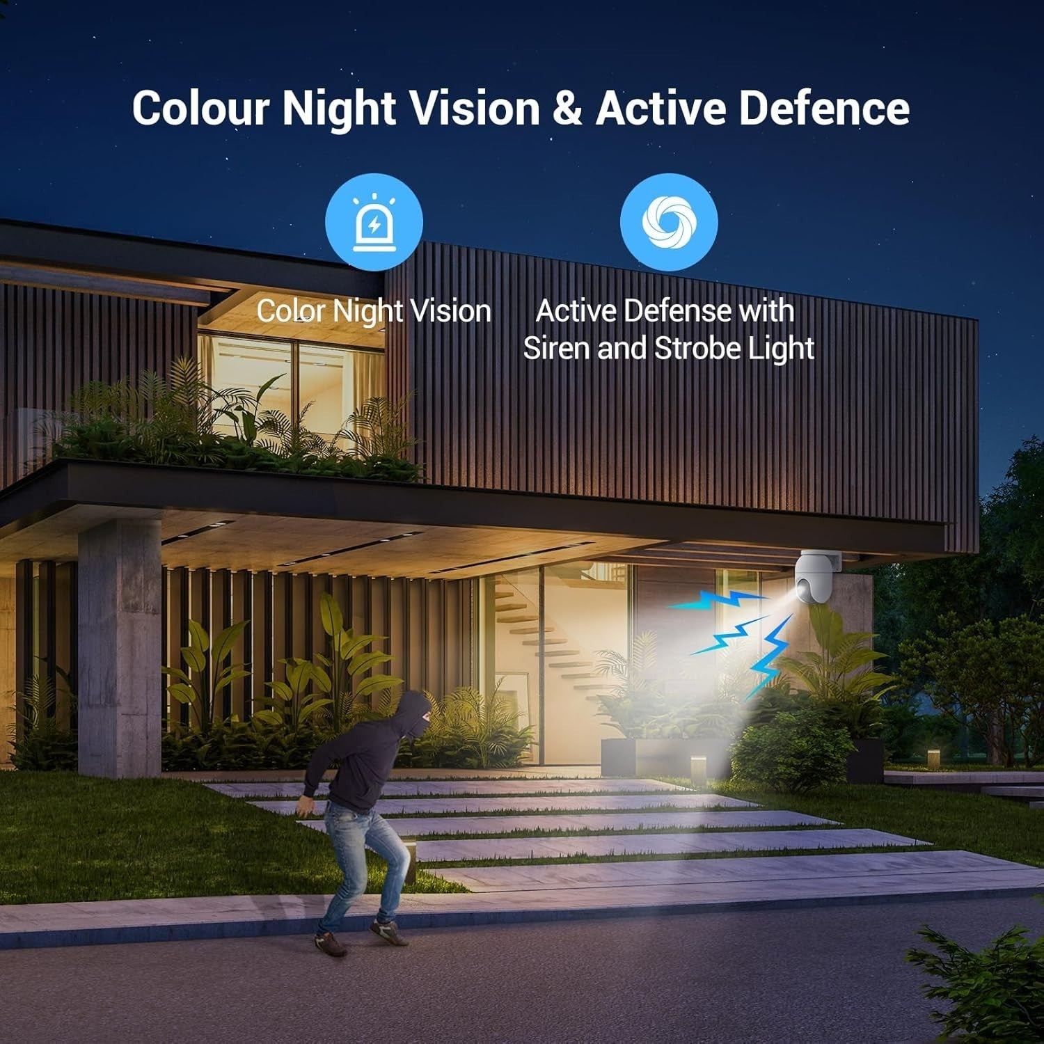 3K PTZ Security Camera Outdoor WiFi Auto Tracking Color Night Vision