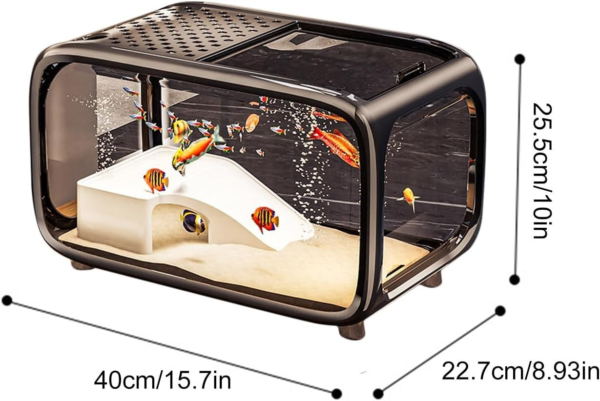 Betta Fish Tank with Top Feeding Hole & Acrylic Desktop Aquarium