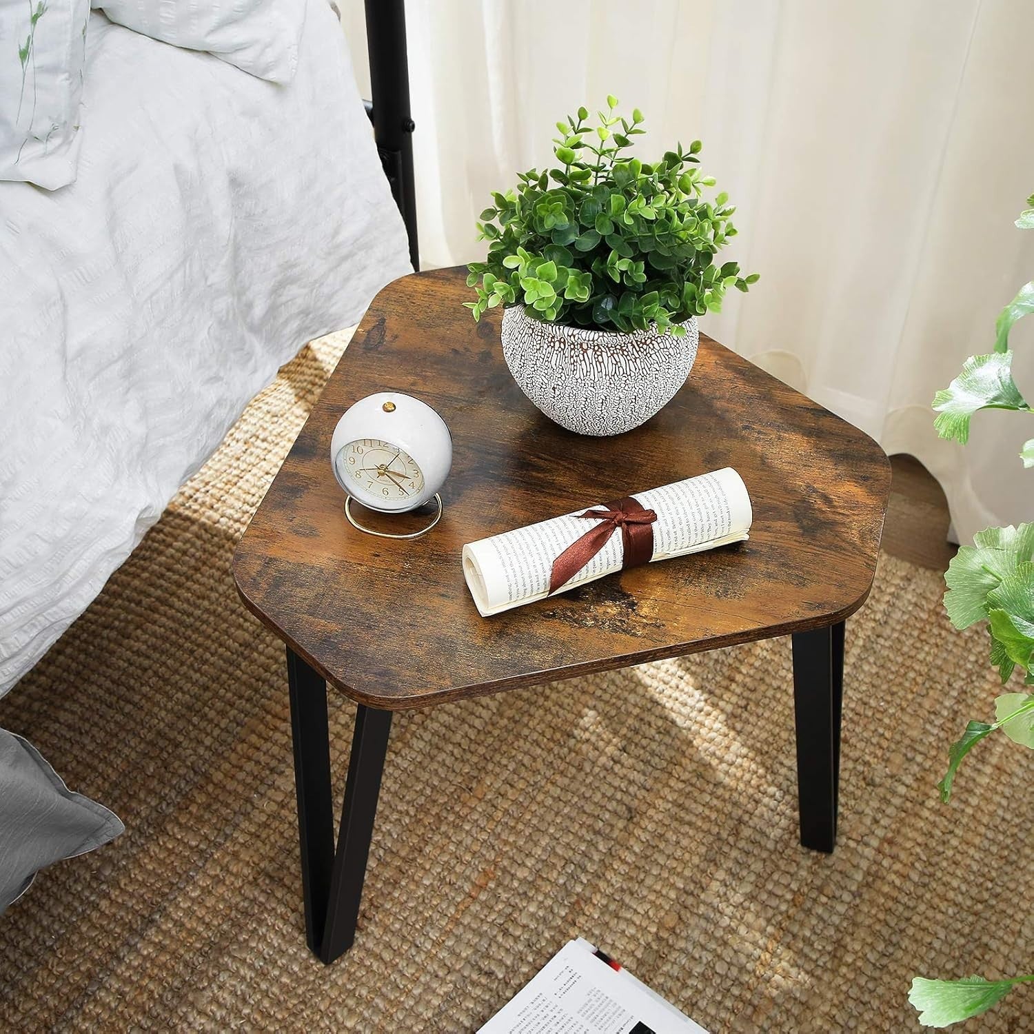 3pc Nesting Coffee Tables Set 51.9cm Industrial Side End Table Rustic Brown