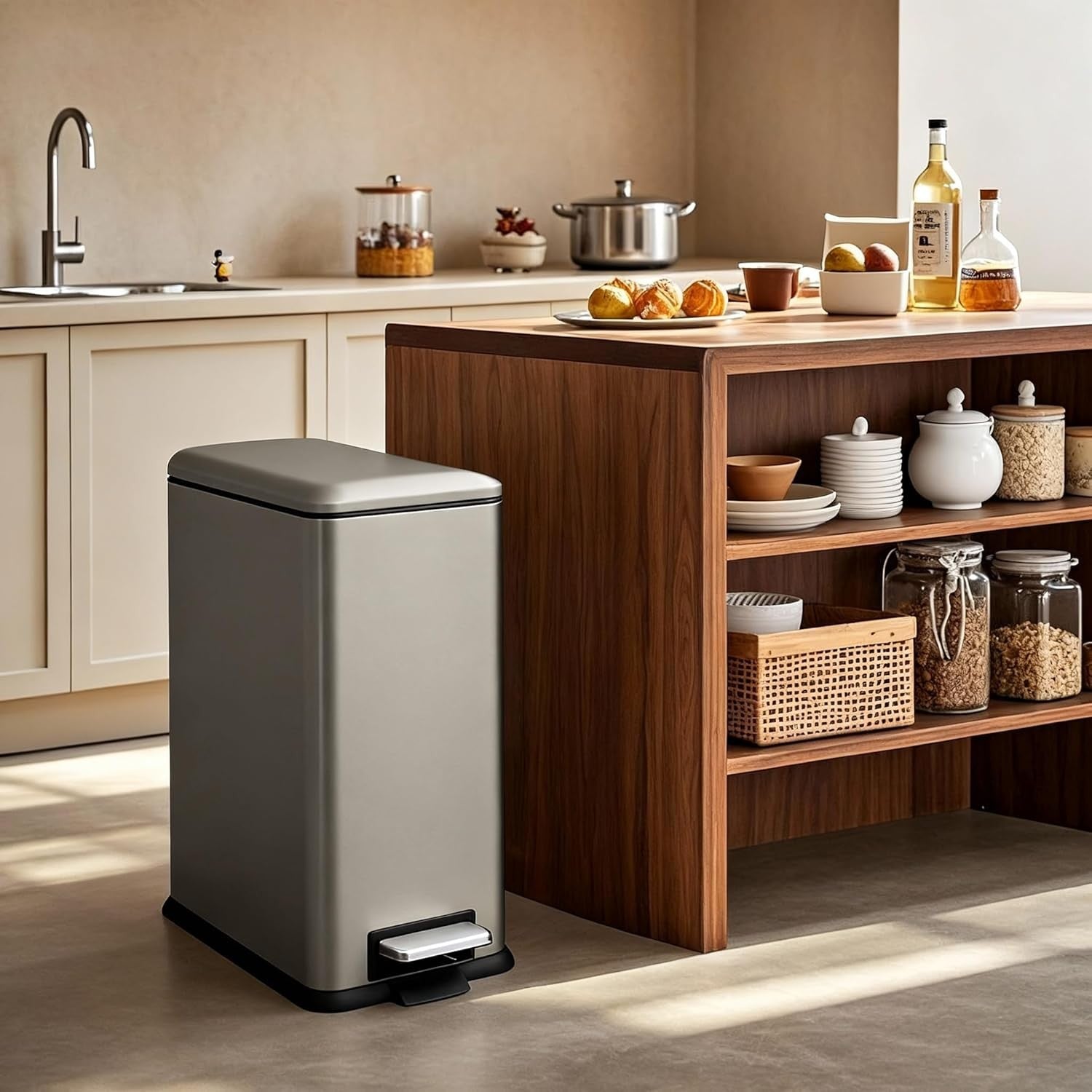 30L Kitchen Pedal Bin Soft Close Stainless Steel Grey