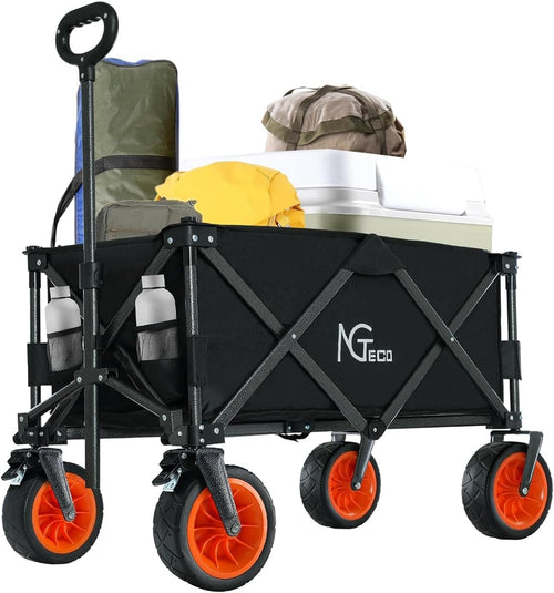 250L Folding Festival Trolley Heavy Duty Wagon 275lb Capacity 360° Handle Black