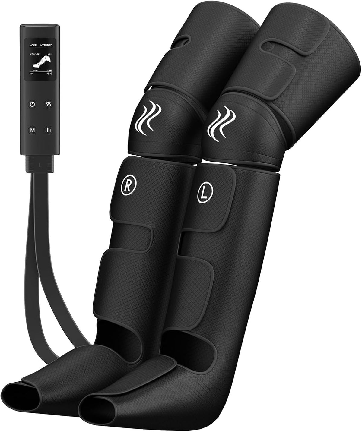 Air Compression Leg Massager with Heat for Pain Relief, Swollen Legs & Circulati