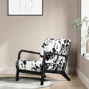 Velvet Spot Print Armchair High Back Lounge Chair with Wood Frame