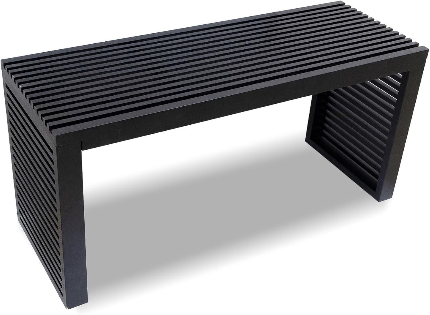 Modern Bamboo Dining Bench 35" Black Indoor Entryway & Kitchen Seat