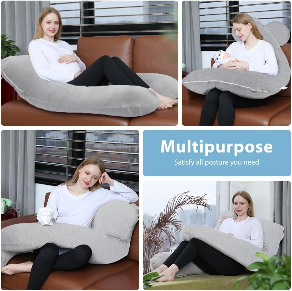 Cooling Pregnancy Pillow U Shaped Full Body Maternity Support Pillow 55in Washab