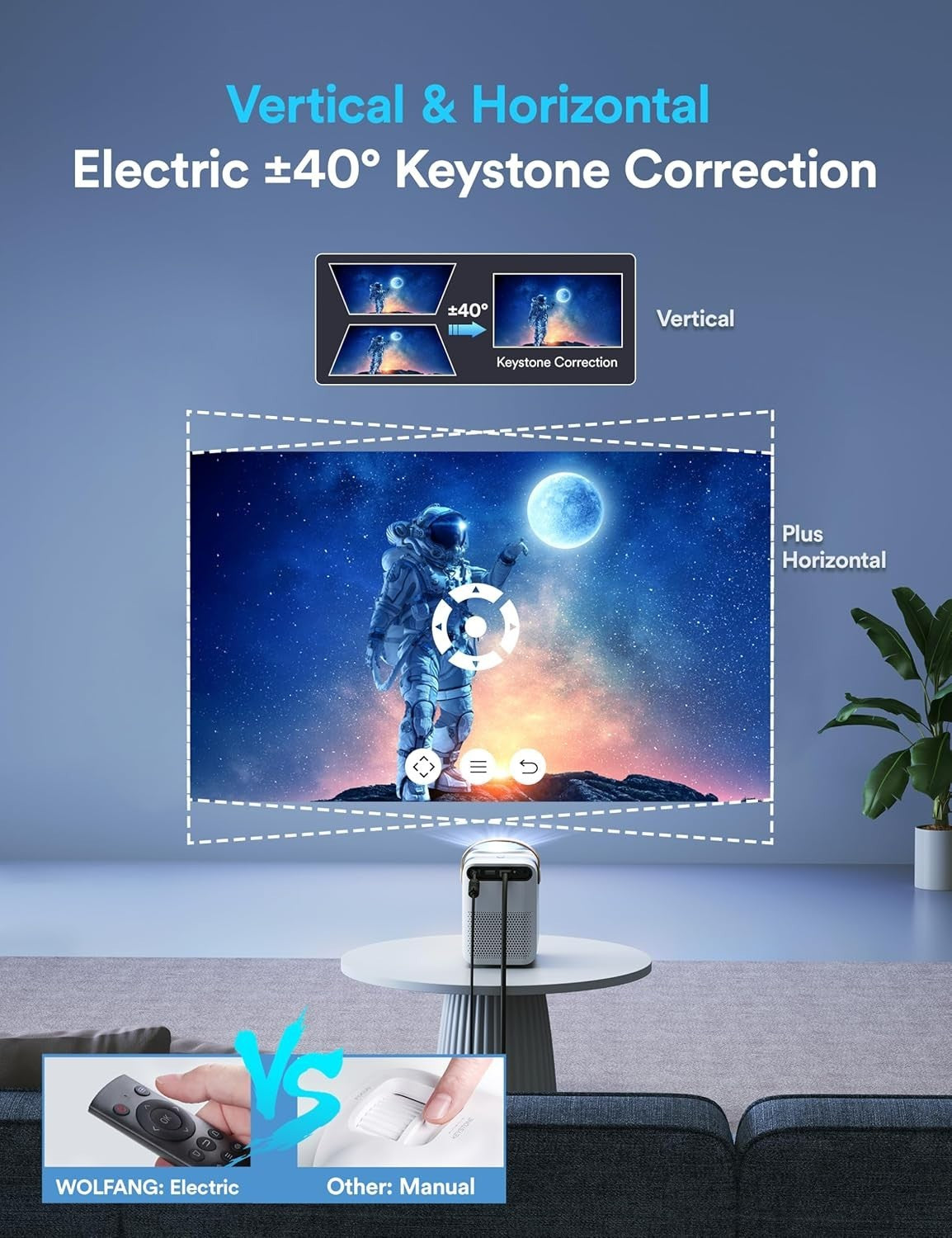 4K Mini Projector 1080P WiFi Bluetooth 200" Portable Home Theater