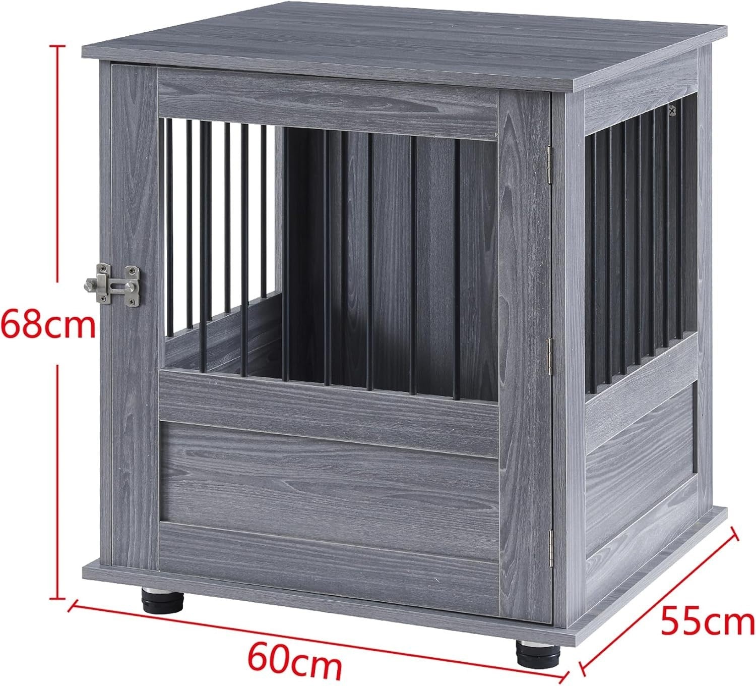 Indoor Metal Dog Crate with Flat Tabletop 60x50x70cm Secure Kennel Cage
