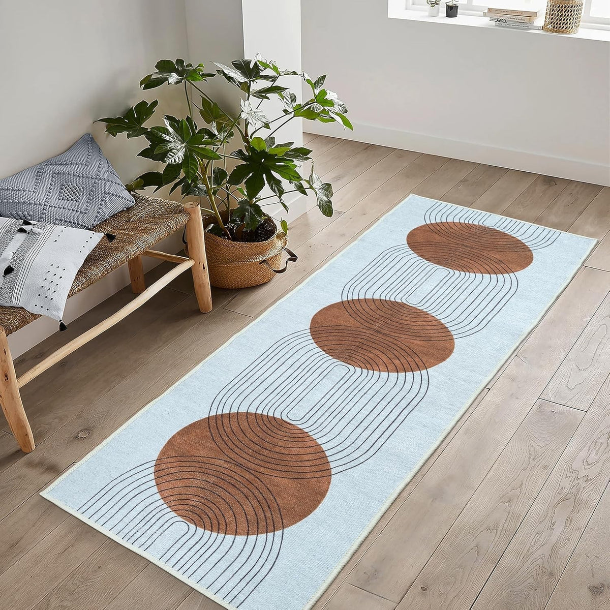 Washable Runner Rug 80x150cm Modern Non-Slip Soft Hallway Kitchen Bedroom Mat