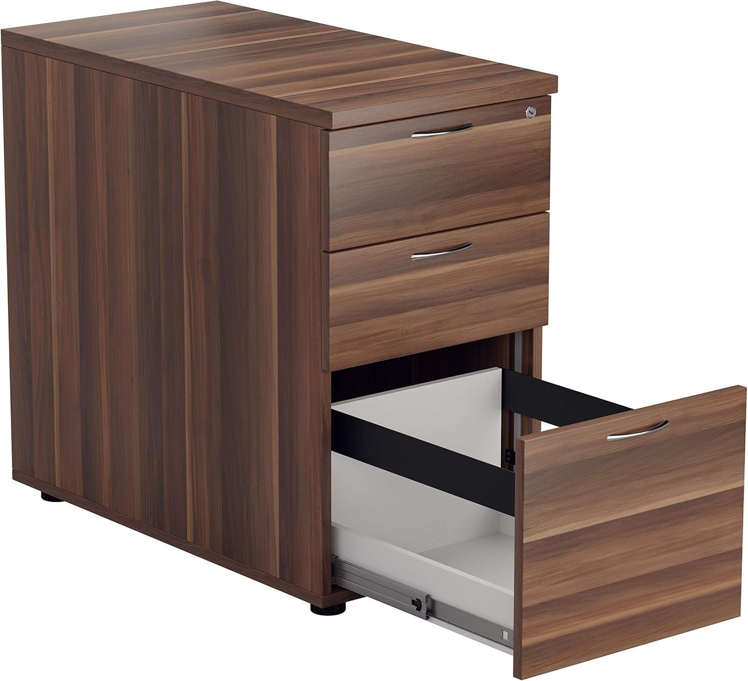 Dark Walnut 3 Drawer Lockable Filing Cabinet 40.4x80x73cm