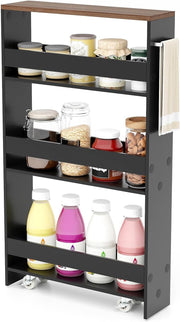Slim Storage Trolley on Wheels 4 Tier Slide Out Kitchen Bathroom Organizer