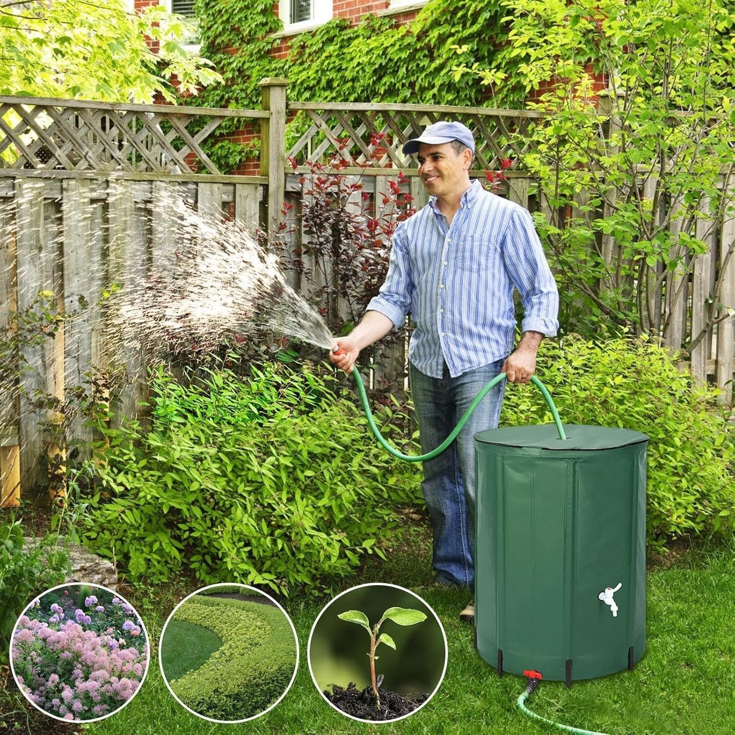 PVC Rain Water Collection Barrel with Spigot & Overflow – Eco-Friendly Garden