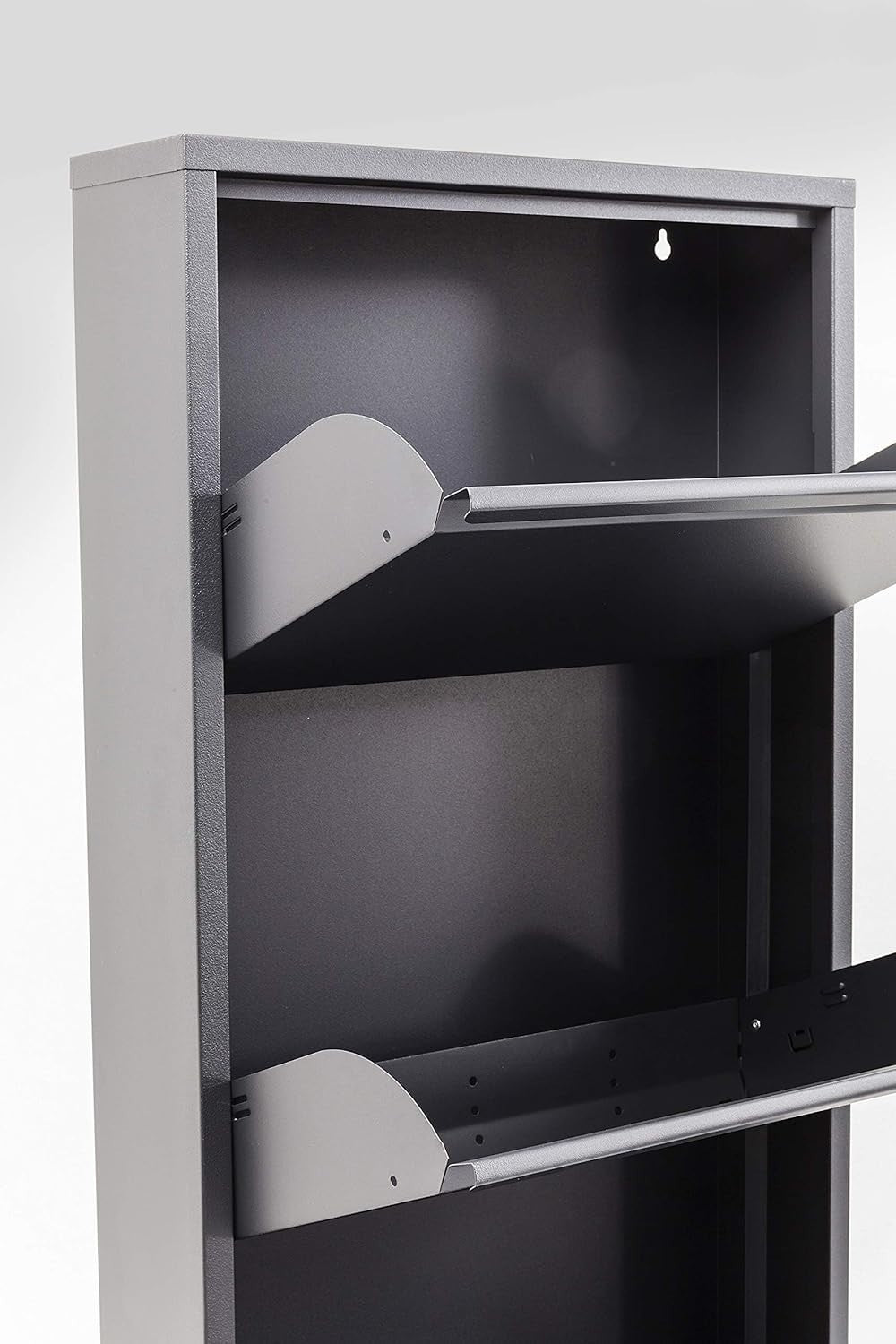Slim 5-Drawer Shoe Cabinet Anthrazit– Space-Saving Metal Tilt Rack 170x50x15cm