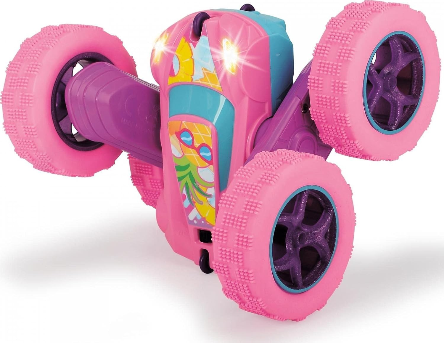 Pink/Turquoise RC Candy Flippy Car for Kids 6+, 360° Flips & Rotation