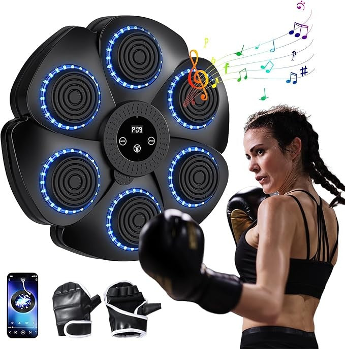 Smart Music Boxing Machine LED Punch Pad Bluetooth Wall Mounted Home Gym