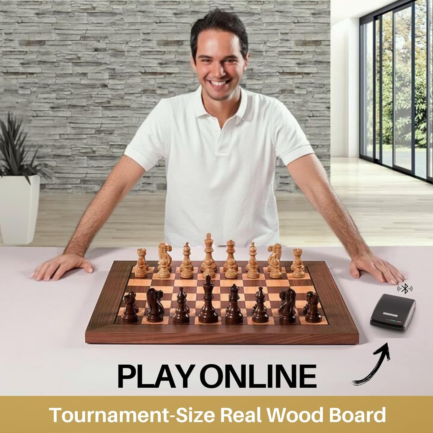 Luxury Wooden Tournament E-Board with Piece Recognition & Online Play