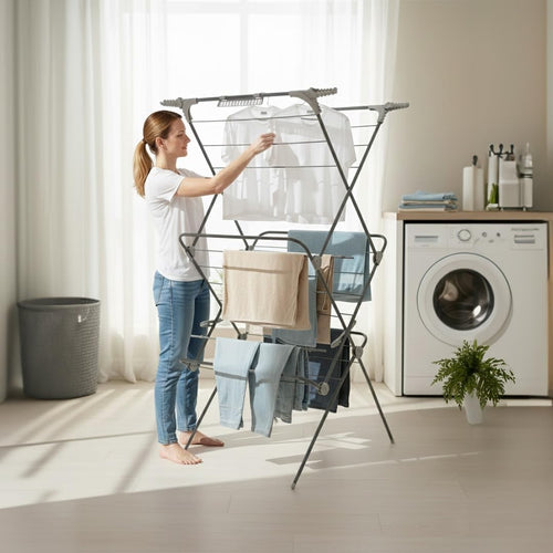 3 Tier Clothes Airer 15m Folding Laundry Drying Rack Heavy Duty Indoor Outdoor