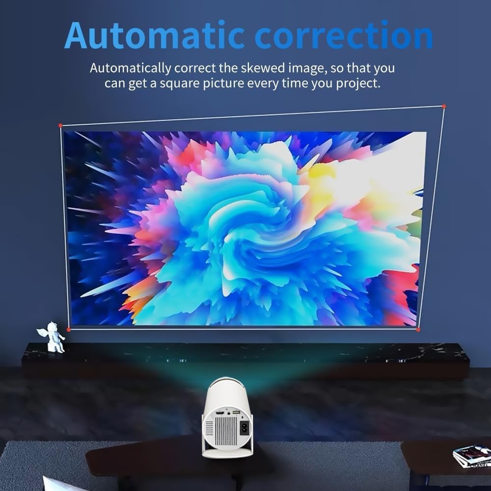 Smart Game Projector 1080P 4K WiFi 6 Bluetooth Android Auto Focus 180°