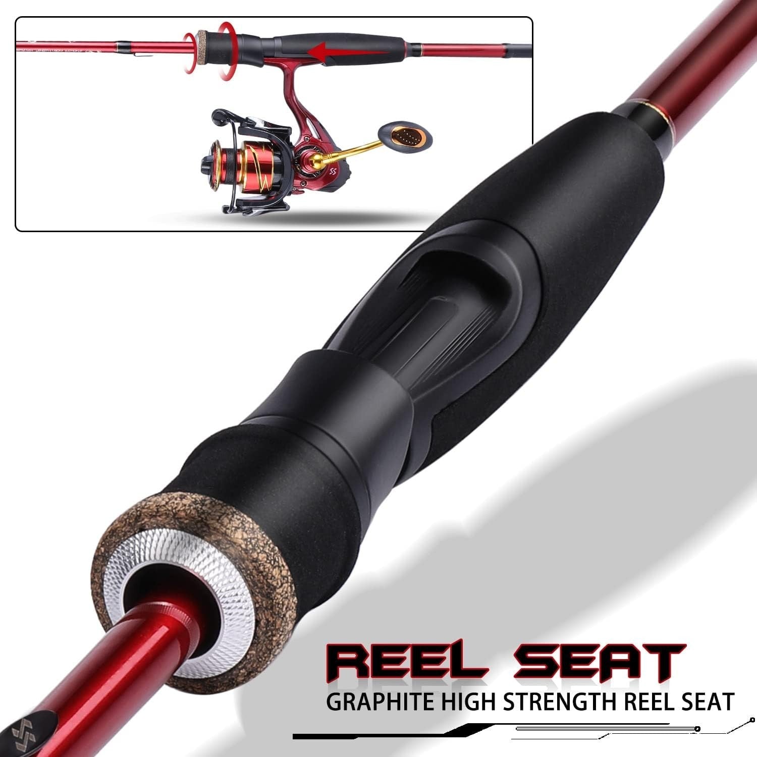 Carbon Fibre Spinning Fishing Rod 2 Section Fast Action Bass Pole