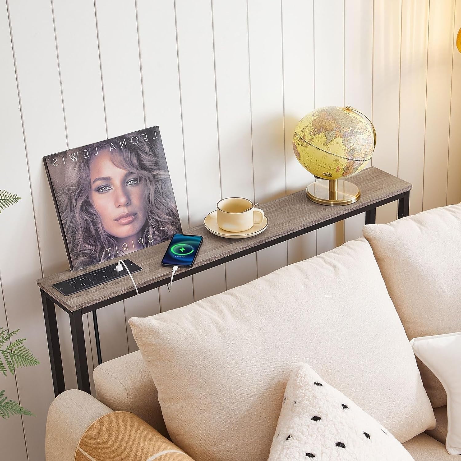 Slim Console Table with USB Charging Ports & Power Outlets for Small Spaces