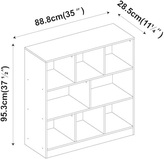 Modern Grey 8-Cube Asymmetrical Bookcase – Freestanding Storage Display Unit
